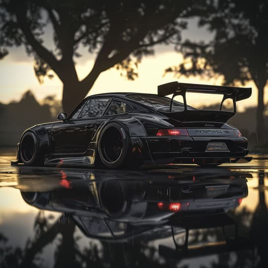 Midnight Porsche Reflection