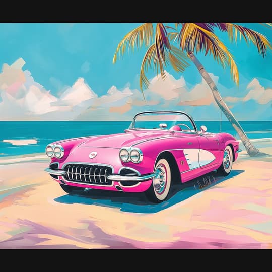Pink Corvette Beach Paradise