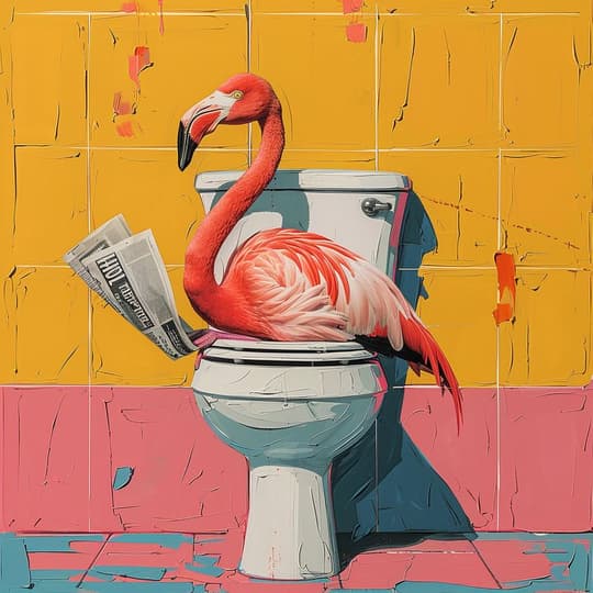 Flamingo in the Bathroom