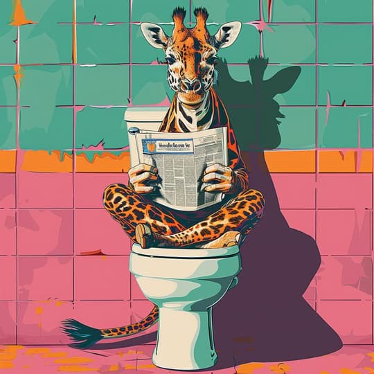 Giraffe Reading the News