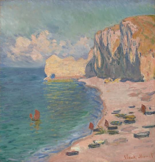 Étretat: The Beach and the Falaise d'Amont, by Claude Monet, 1885