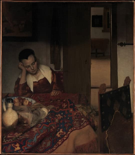 A Maid Asleep, by Johannes Vermeer, ca. 1656–57