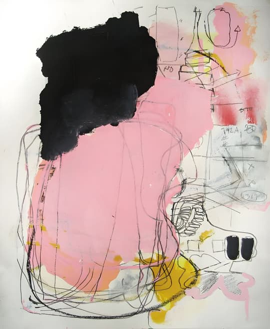 Pink Abstraction with Black Form