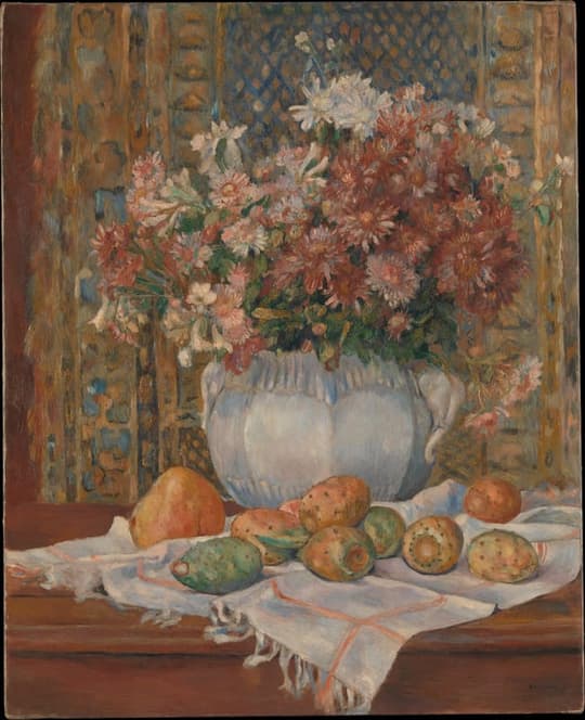 Still Life with Flowers and Prickly Pears, by Auguste Renoir, ca. 1885