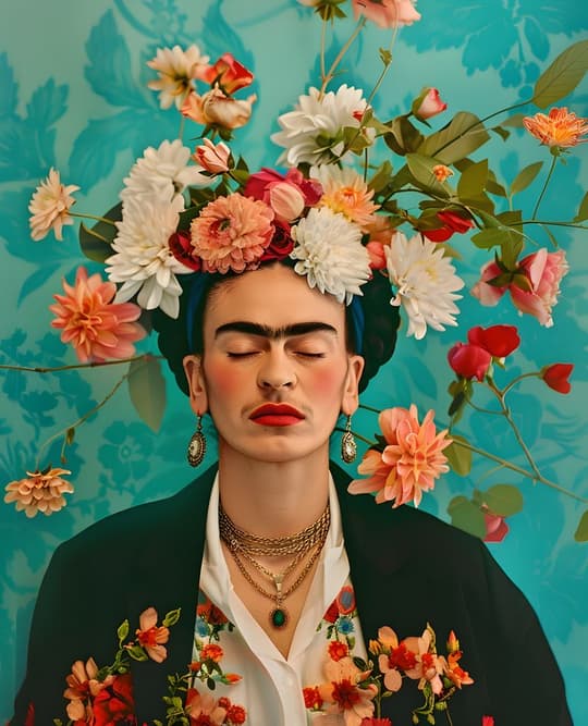 Floral Portrait with Turquoise Garden