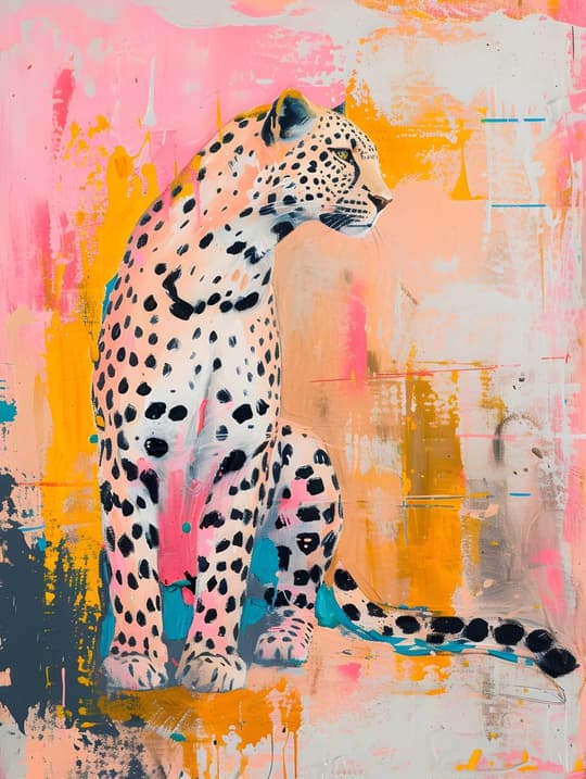 Leopard with Pink Abstraction