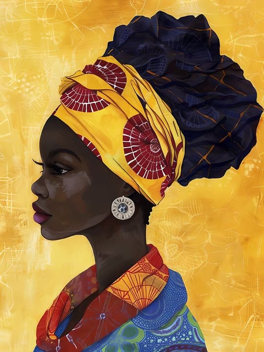 African Woman in Golden Headwrap