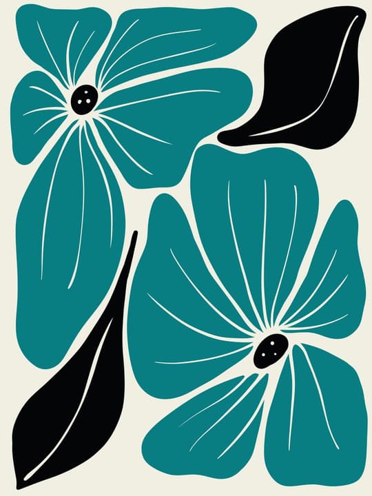 Teal Botanical Blooms