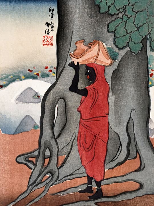 Woman Under Winter Tree