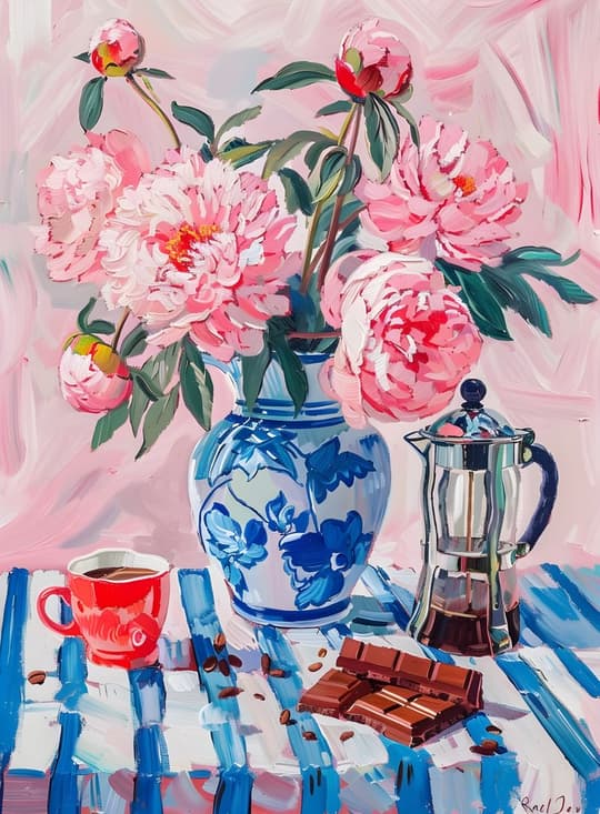 Pink Peonies & Coffee