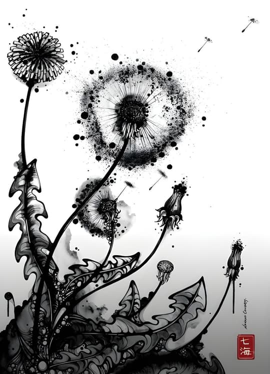 Dandelion Dreams in Black & White