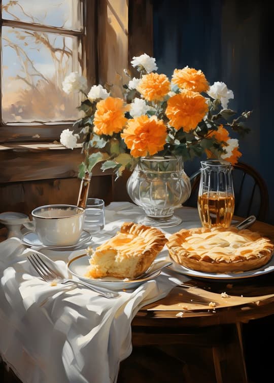 Morning Light with Orange Blooms