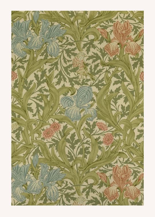 Iris & Oak Leaf Pattern