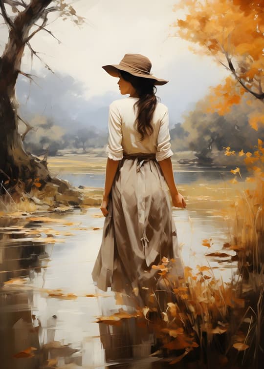 Woman by the Autumn River