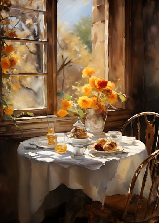Autumn Tea by the Window