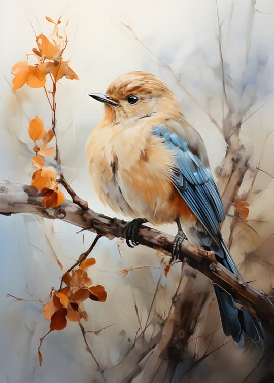 Bluebird on Autumn Branch