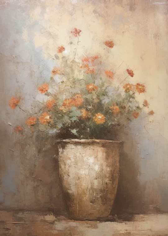 Coral Flowers in Terracotta Vase