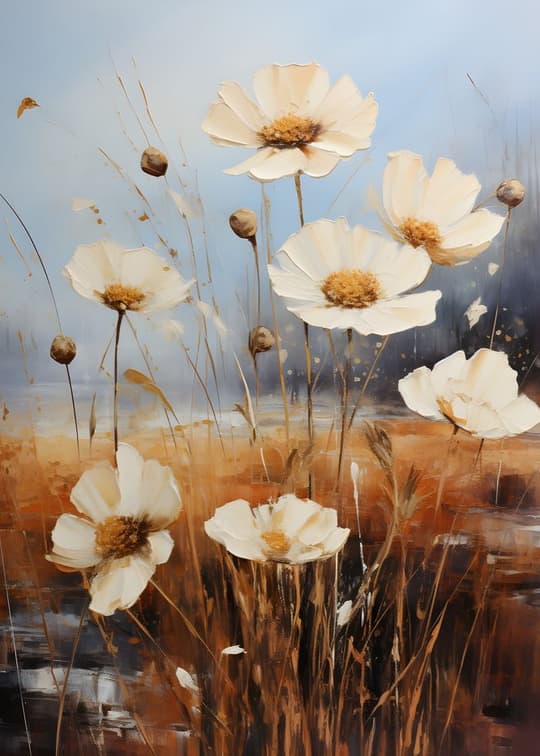 White Cosmos in Misty Fields