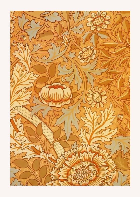 Golden Floral Garden Tapestry