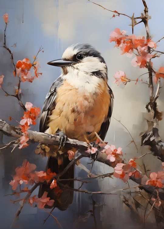 Bird Among Coral Blossoms