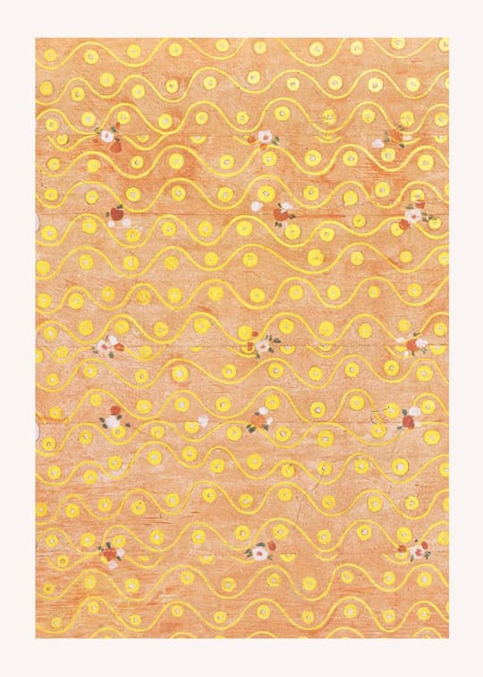 Golden Wavy Circles with Floral Accents