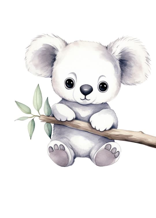 Baby Koala with Eucalyptus