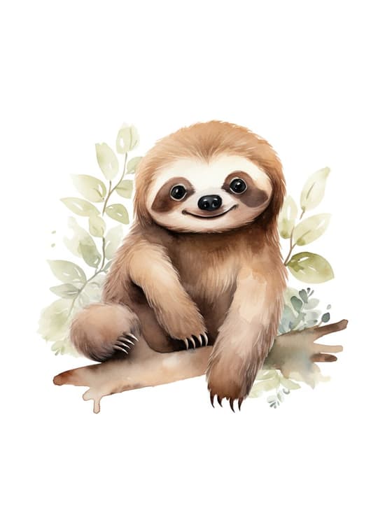 Smiling Sloth with Botanical