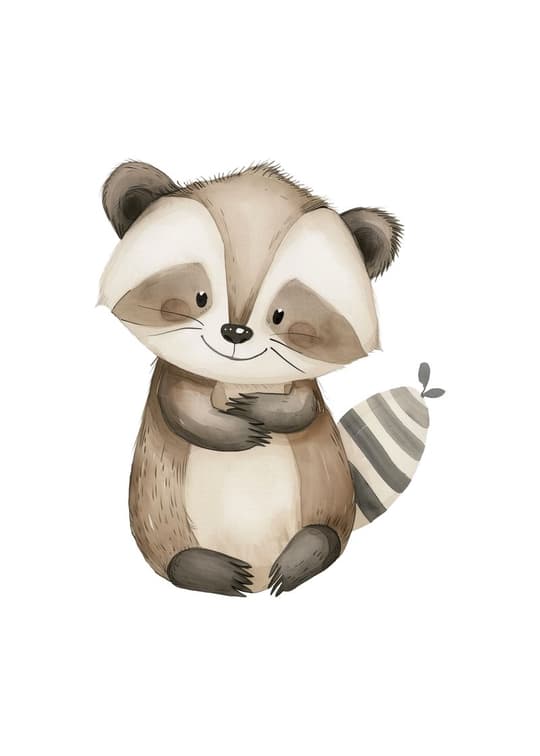 Cute Sitting Raccoon