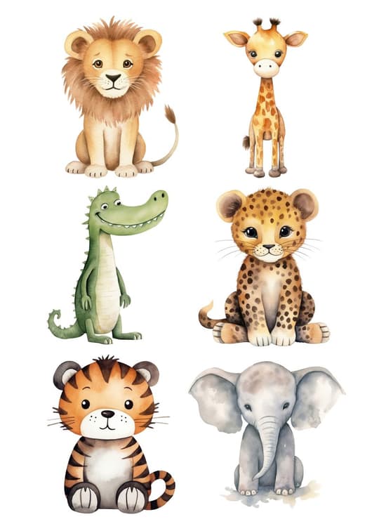 Safari Animals Watercolor