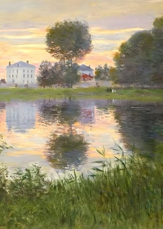 Farm Reflection at Dusk
