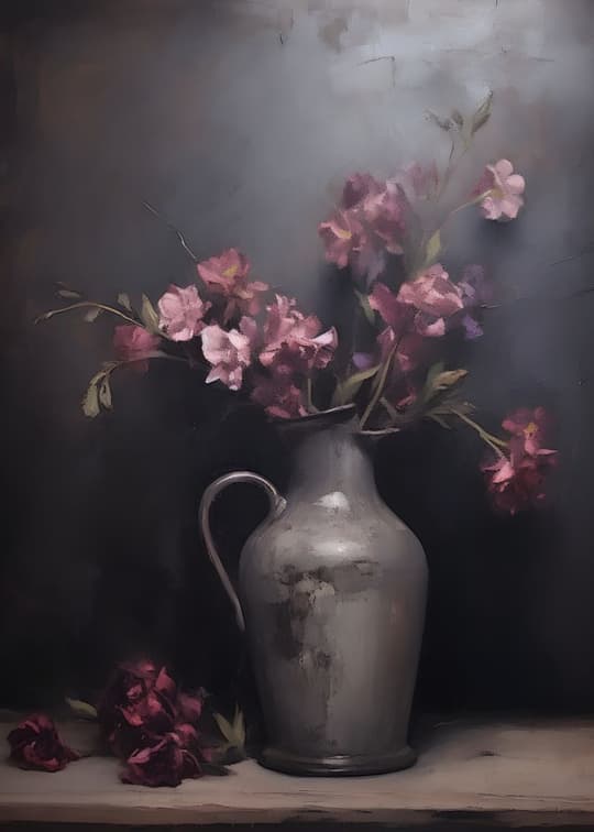 Moody Florals in Stone Vase