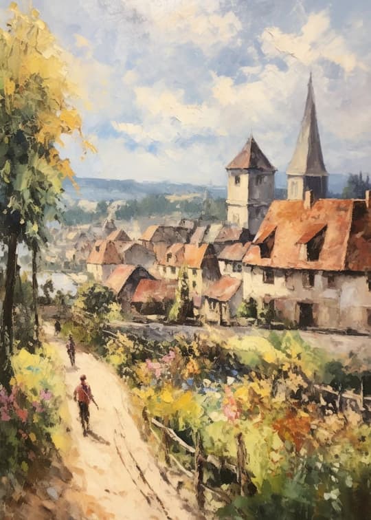 European Village in Sunlight