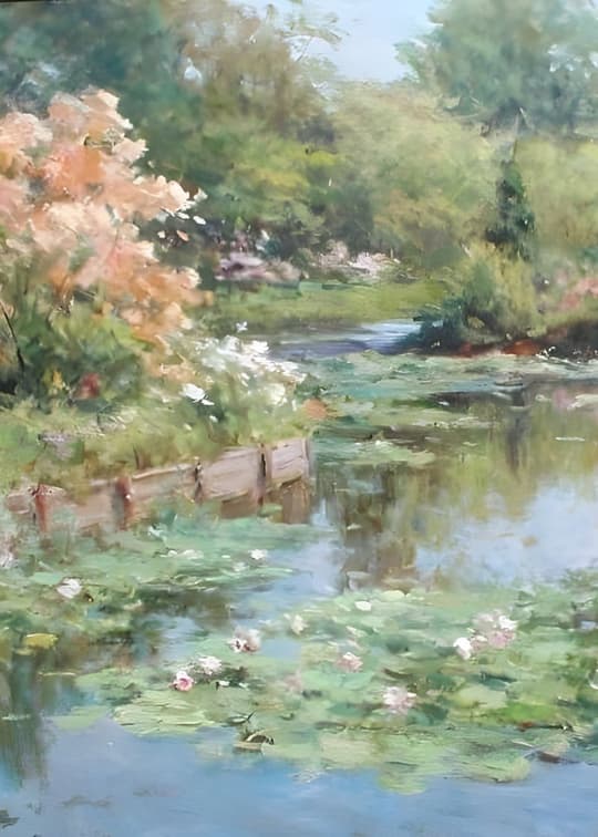 Garden Stream with Flowering Vines