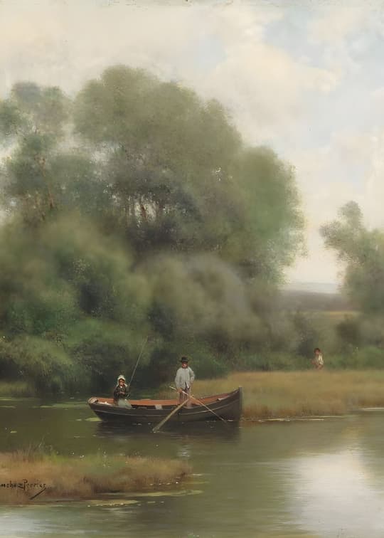 Fishermen on a Quiet River