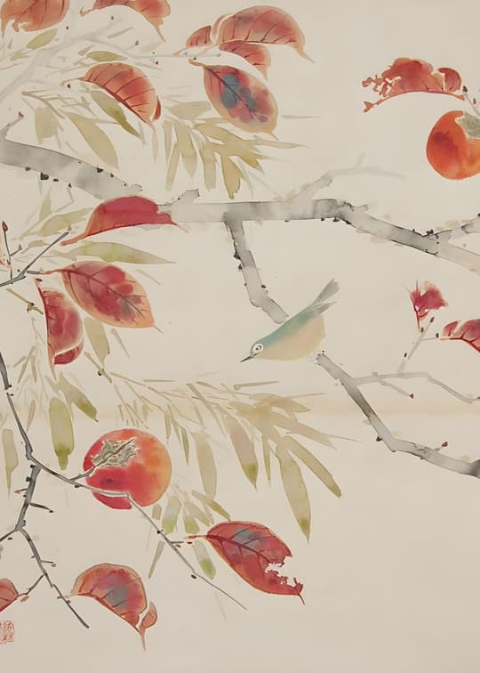 Bird Among Autumn Blossoms
