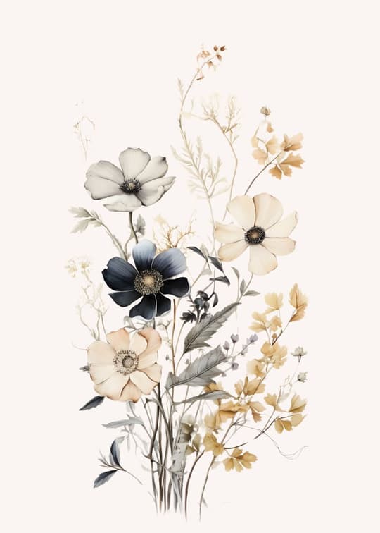 Botanical Study in Cream & Charcoal