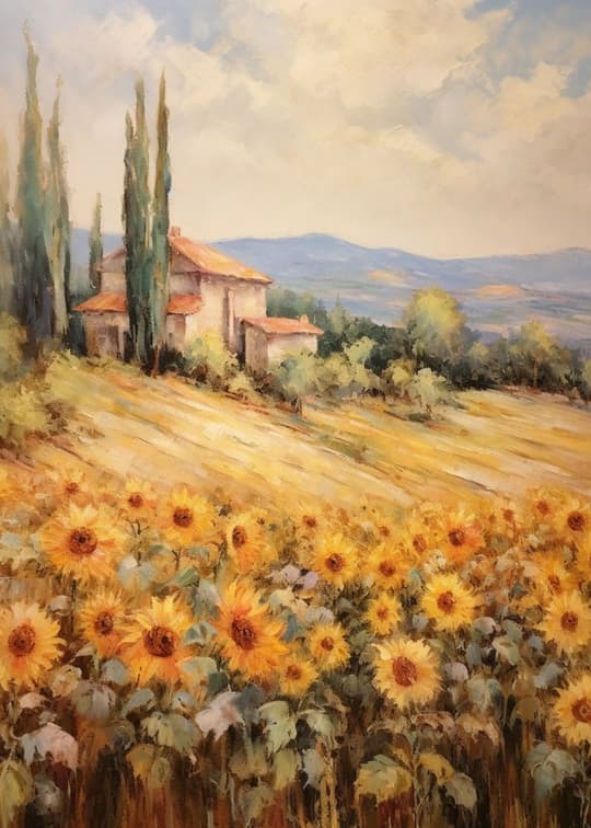 Tuscan Villa with Sunflowers