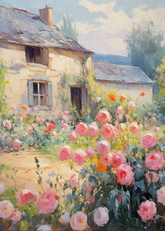 Cottage with Rose Garden