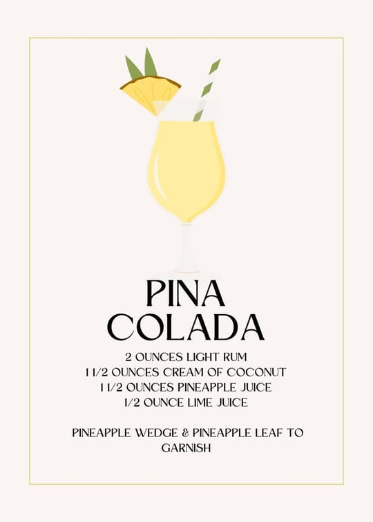 Pina Colada Recipe Art