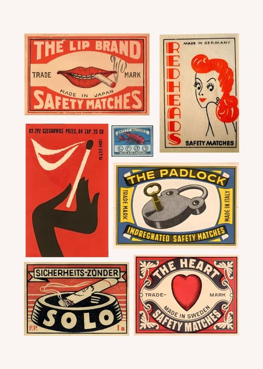 Vintage Safety Matches Labels Collection