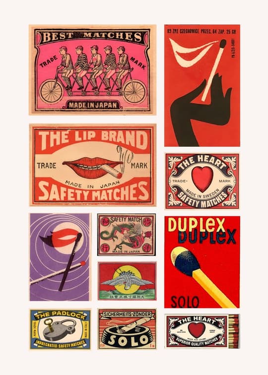 Vintage Matchbox Labels Collection