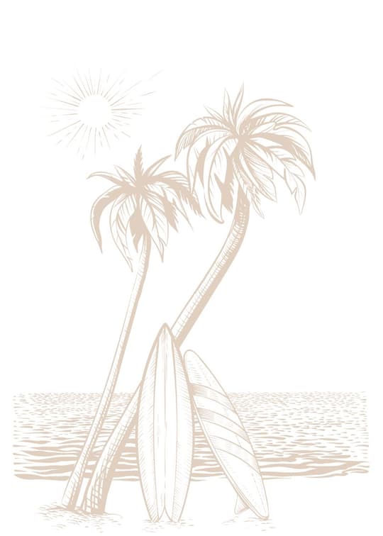 Palm Tree & Surfboards