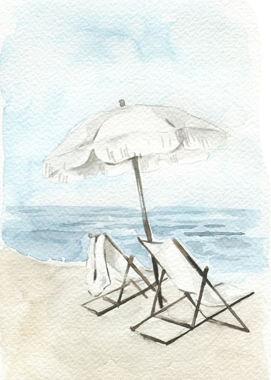 Beach Umbrella & Chairs