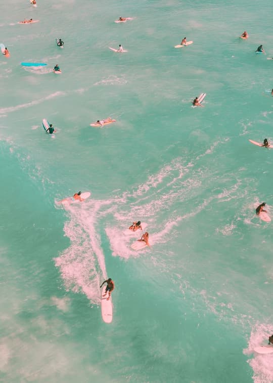 Surfers in Turquoise Waters