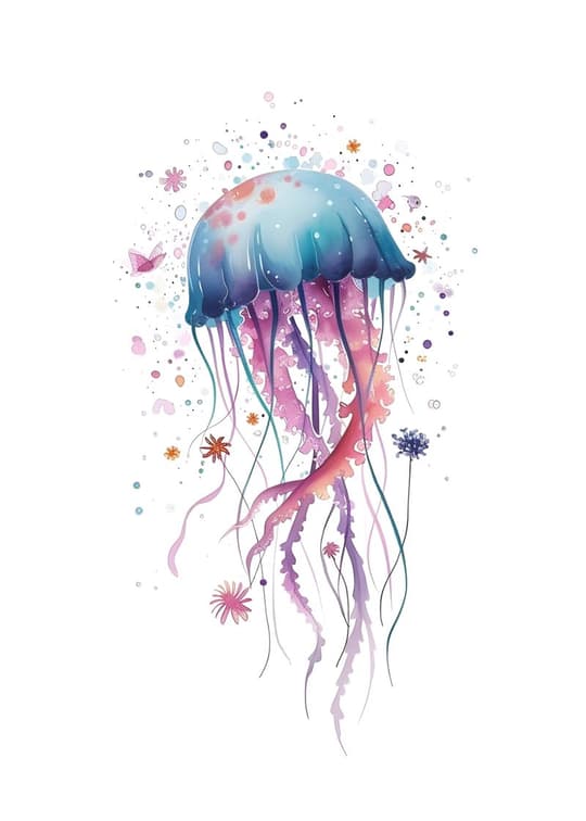 Watercolor Jellyfish Garden