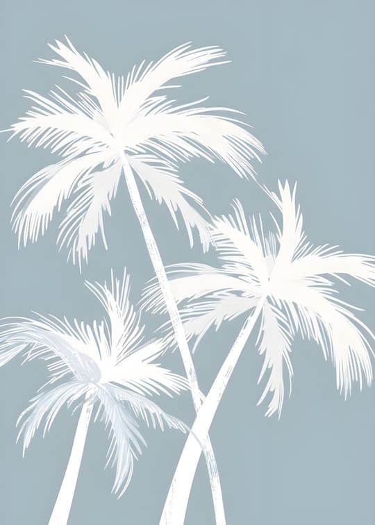 Palm Trees in Soft Blue