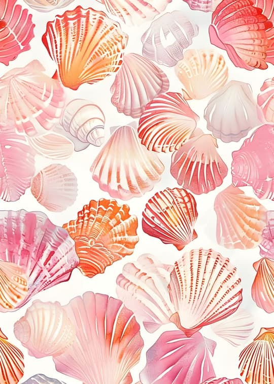 Coral Seashell Composition