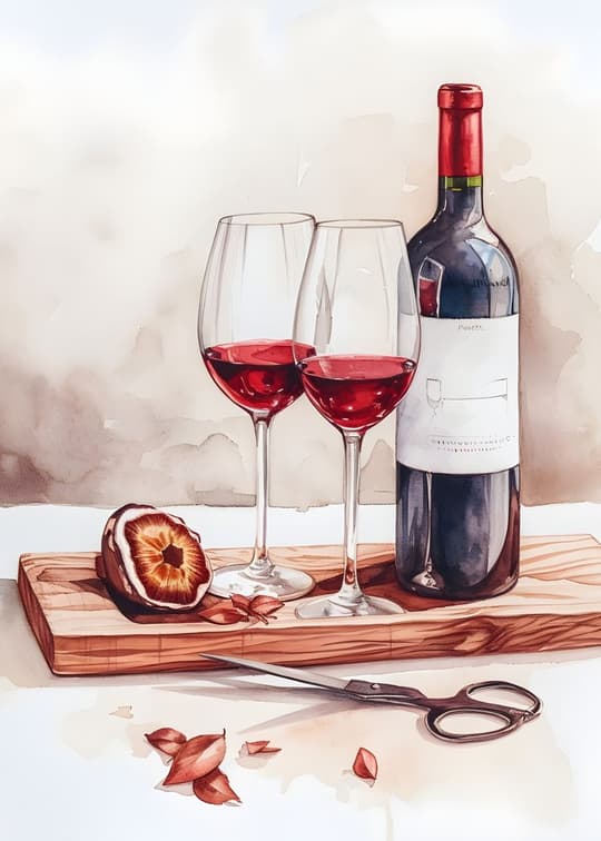 Wine & Apple Still Life