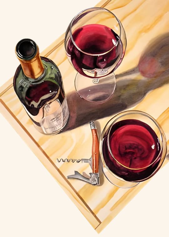 Wine & Corkscrew Still Life