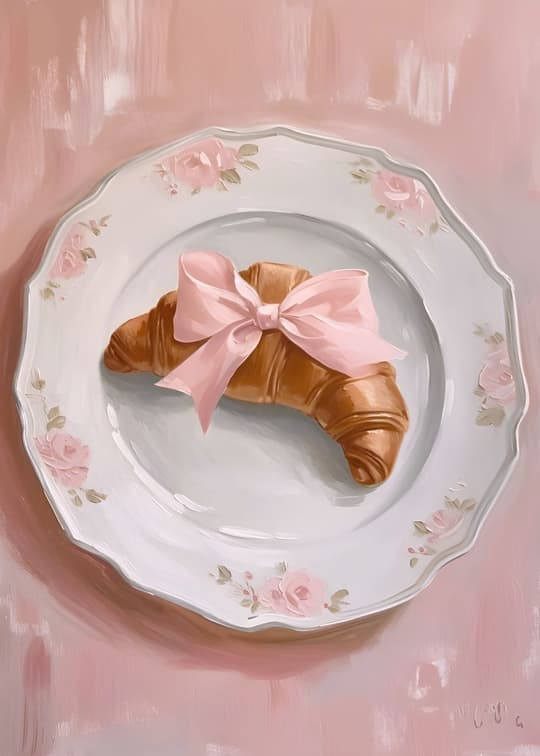 Croissant & Pink Bow
